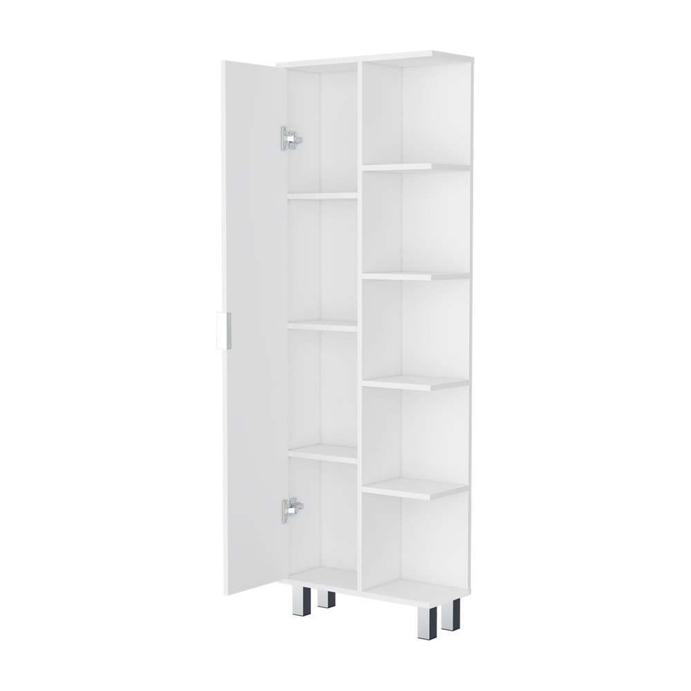 63" White Wood Single Door Pantry Or Storage Closet