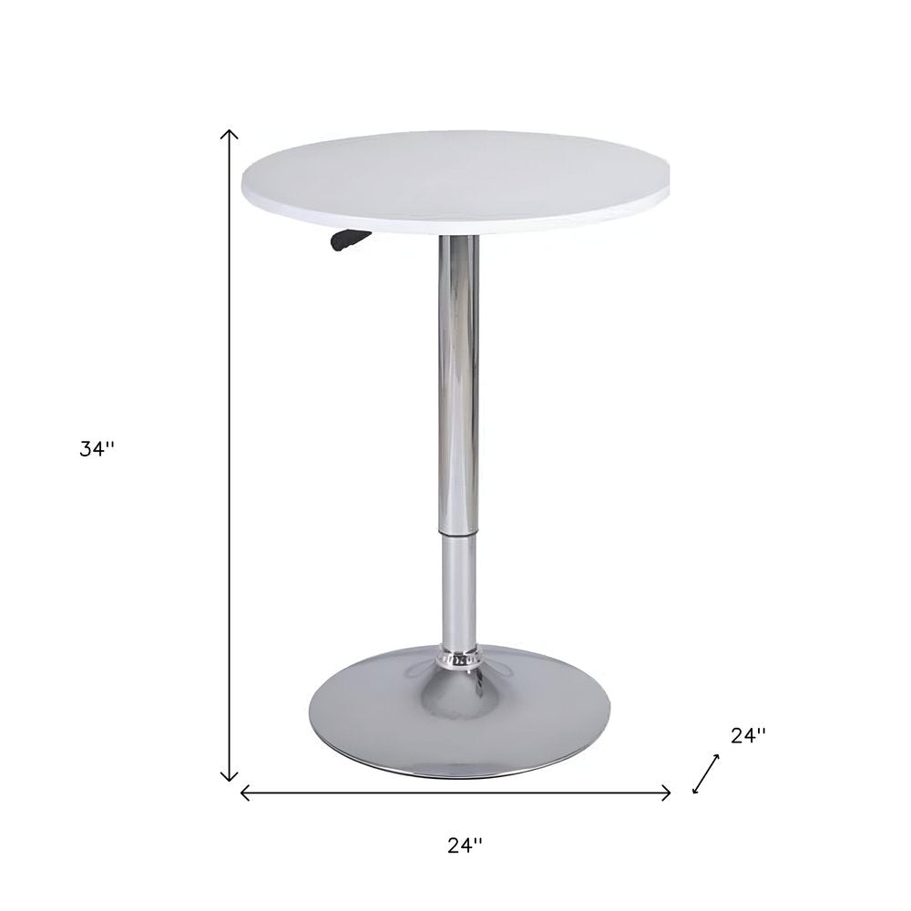 24" White and Silver Rounded Wood and Iron Bar Table