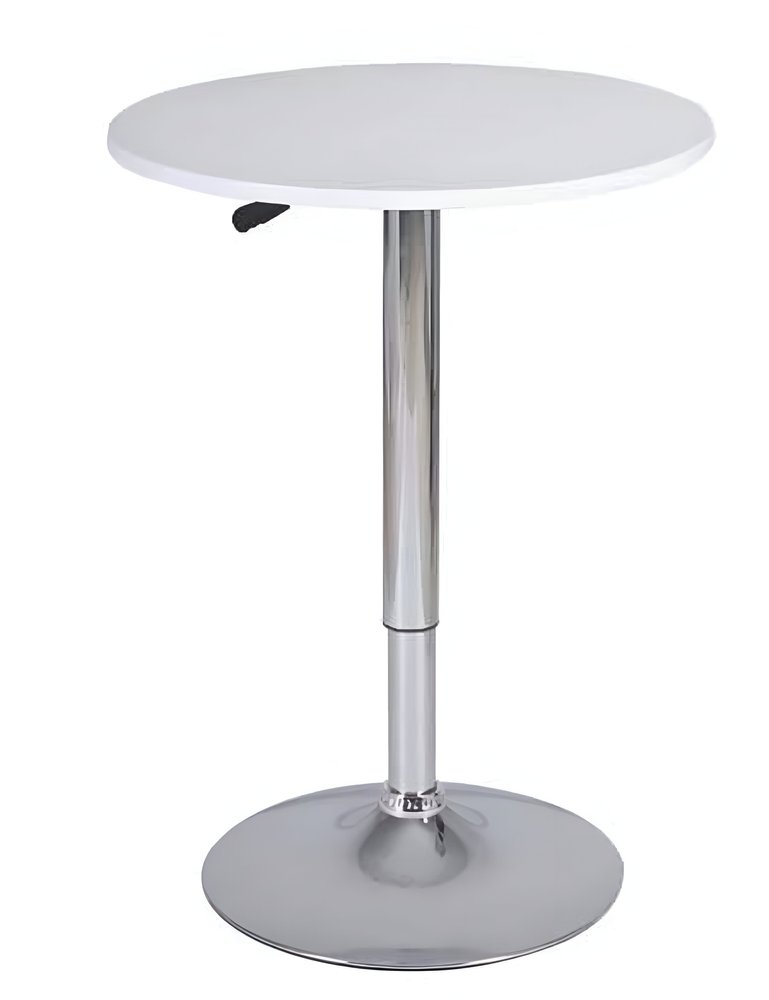 24" White and Silver Rounded Wood and Iron Bar Table