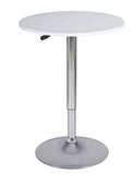 24" White and Silver Rounded Wood and Iron Bar Table