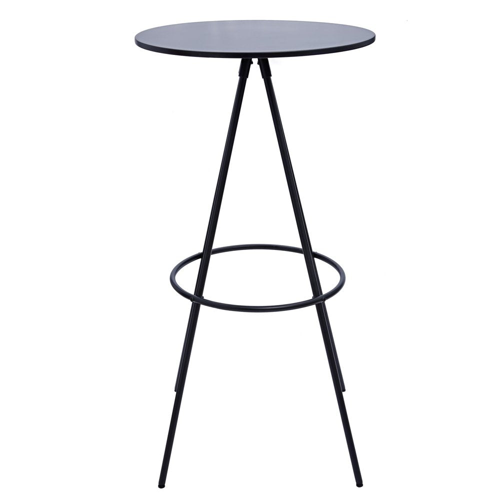 31" Black Rounded Wood and Iron Bar Table