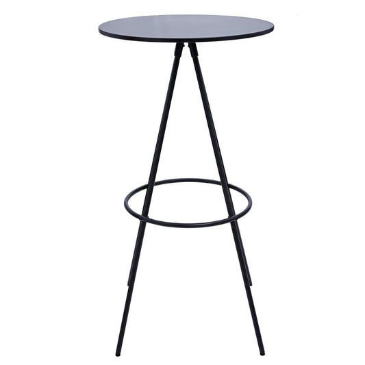 31" Black Rounded Wood and Iron Bar Table