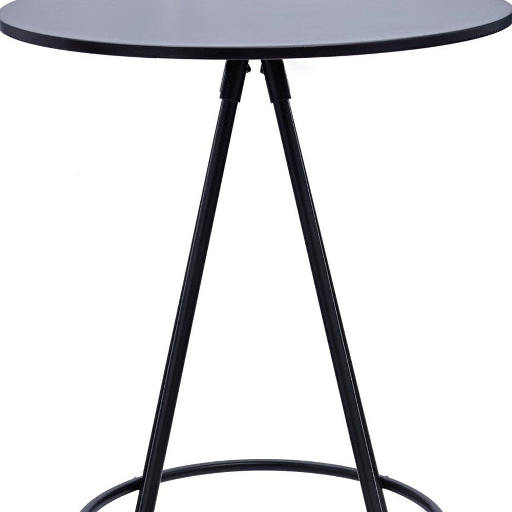 31" Black Rounded Wood and Iron Bar Table