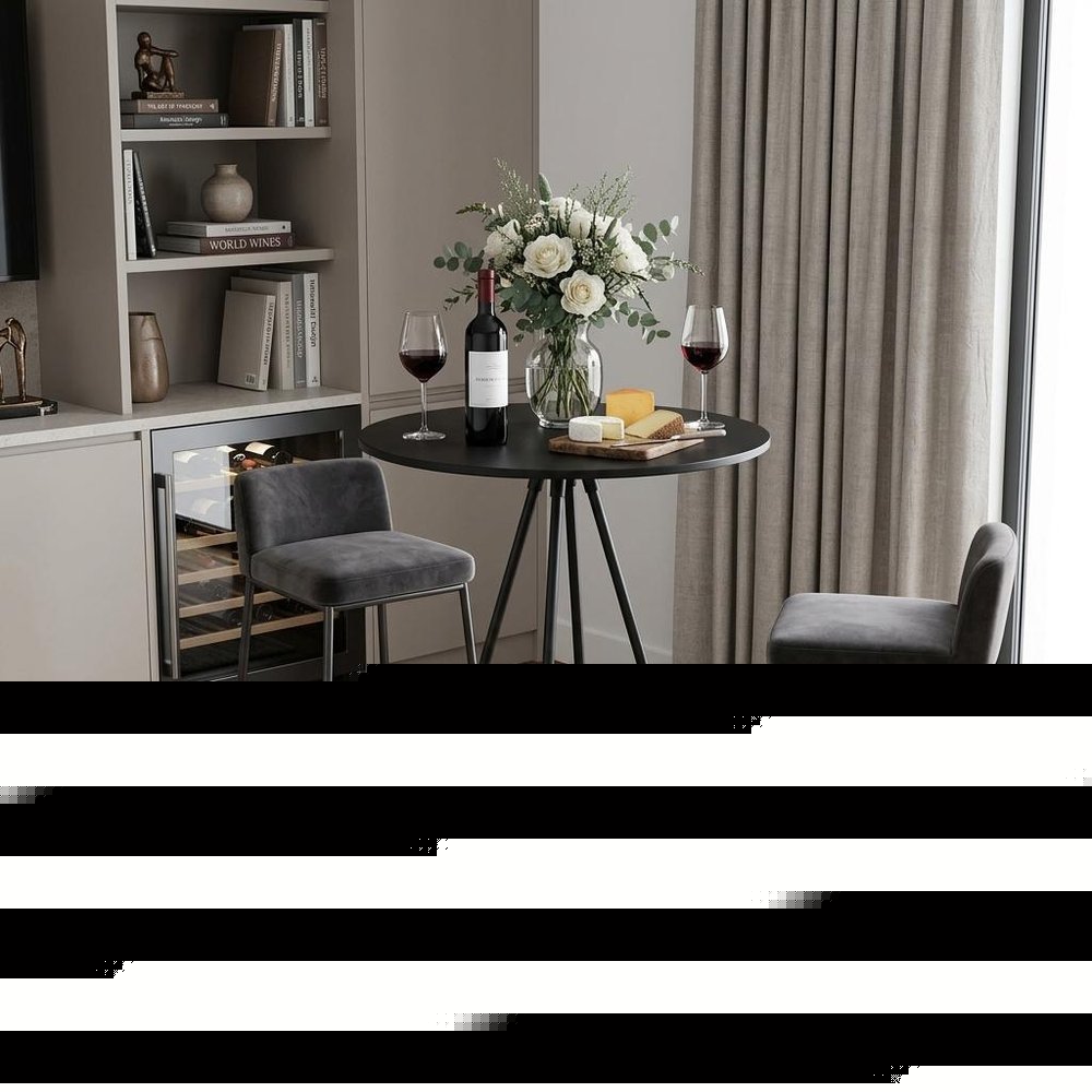 31" Black Rounded Wood and Iron Bar Table