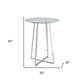 32" Clear and Silver Rounded Glass and Iron Bar Table