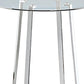 32" Clear and Silver Rounded Glass and Iron Bar Table