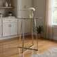 32" Clear and Silver Rounded Glass and Iron Bar Table