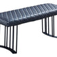 47" Dark Gray and Black Faux Leather Upholstered Dining Bench