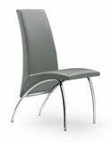 Set of Two Gray and Silver Upholstered Faux Leather Dining Side Chairs