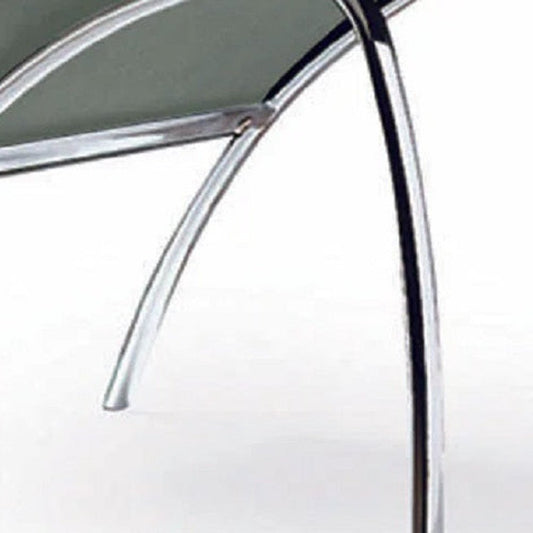 Set of Two Gray and Silver Upholstered Faux Leather Dining Side Chairs