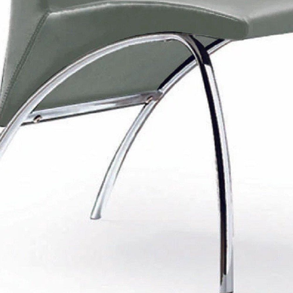 Set of Two Gray and Silver Upholstered Faux Leather Dining Side Chairs