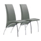 Set of Two Gray and Silver Upholstered Faux Leather Dining Side Chairs