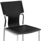 Set of Four Black and Silver Metal and Leather Partially Open Back Dining Side Chairs