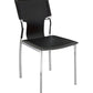 Set of Four Black and Silver Metal and Leather Partially Open Back Dining Side Chairs
