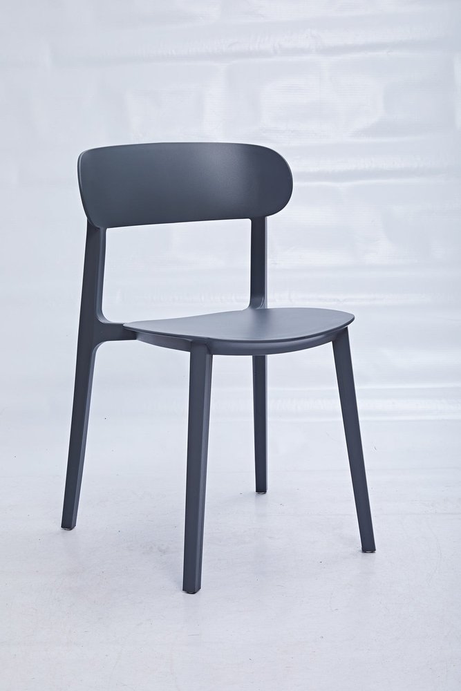 Set of Four Gray Heavy Duty Plastic Dining Side Chairs