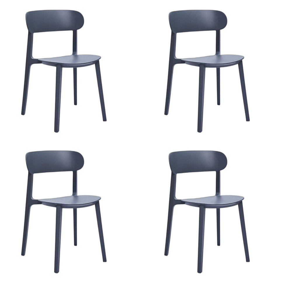 Set of Four Gray Heavy Duty Plastic Dining Side Chairs