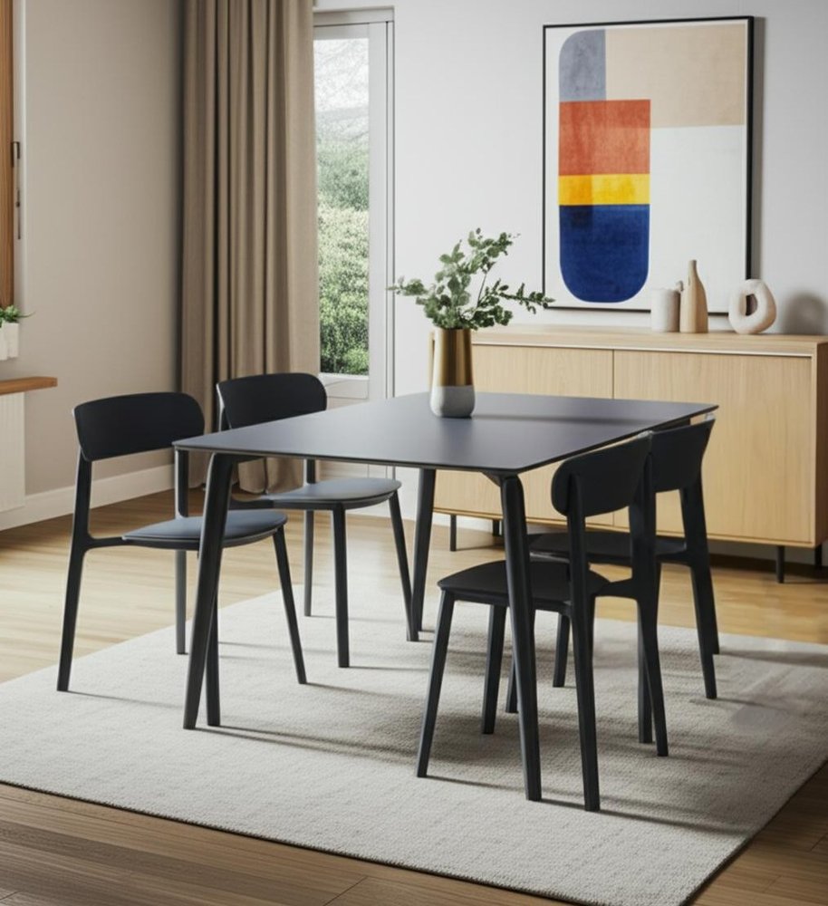 Set of Four Gray Heavy Duty Plastic Dining Side Chairs