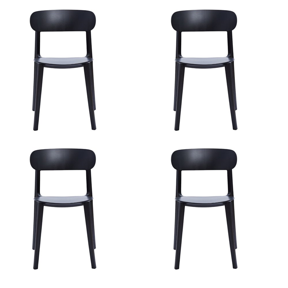 Set of Four Black Heavy Duty Plastic Dining Side Chairs