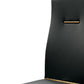 Set of Four Black and Gold Upholstered Faux Leather Dining Side Chairs