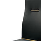 Set of Four Black and Gold Upholstered Faux Leather Dining Side Chairs
