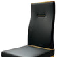 Set of Four Black and Gold Upholstered Faux Leather Dining Side Chairs