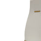 Set of Four White and Gold Upholstered Faux Leather Dining Side Chairs