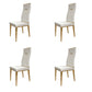 Set of Four White and Gold Upholstered Faux Leather Dining Side Chairs