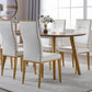 Set of Four White and Gold Upholstered Faux Leather Dining Side Chairs