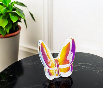 3" Purple and Orange Crystal Butterfly Figurine Tabletop Sculpture