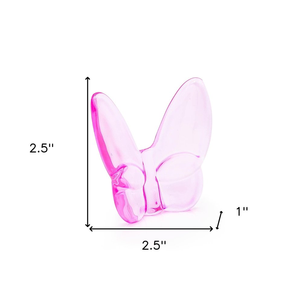 3" Pink Crystal Butterfly Figurine Tabletop Sculpture