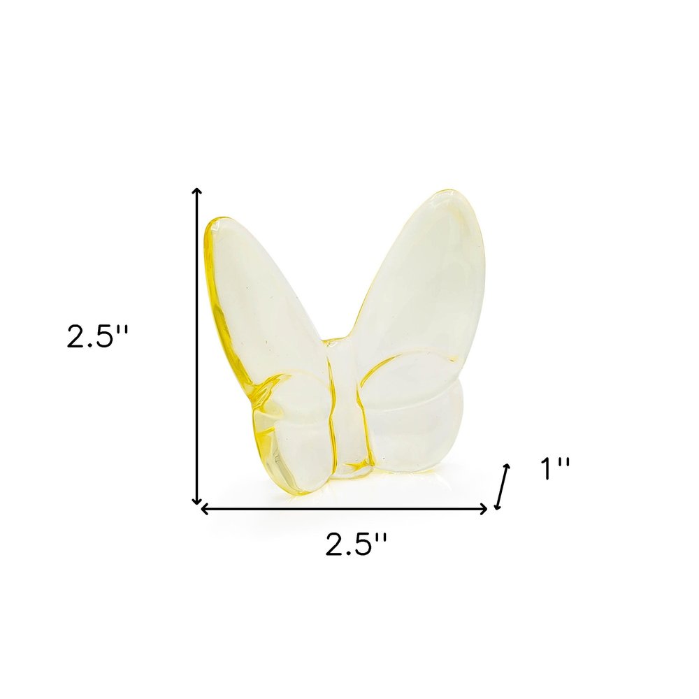 3" Light Yellow Crystal Butterfly Figurine Tabletop Sculpture