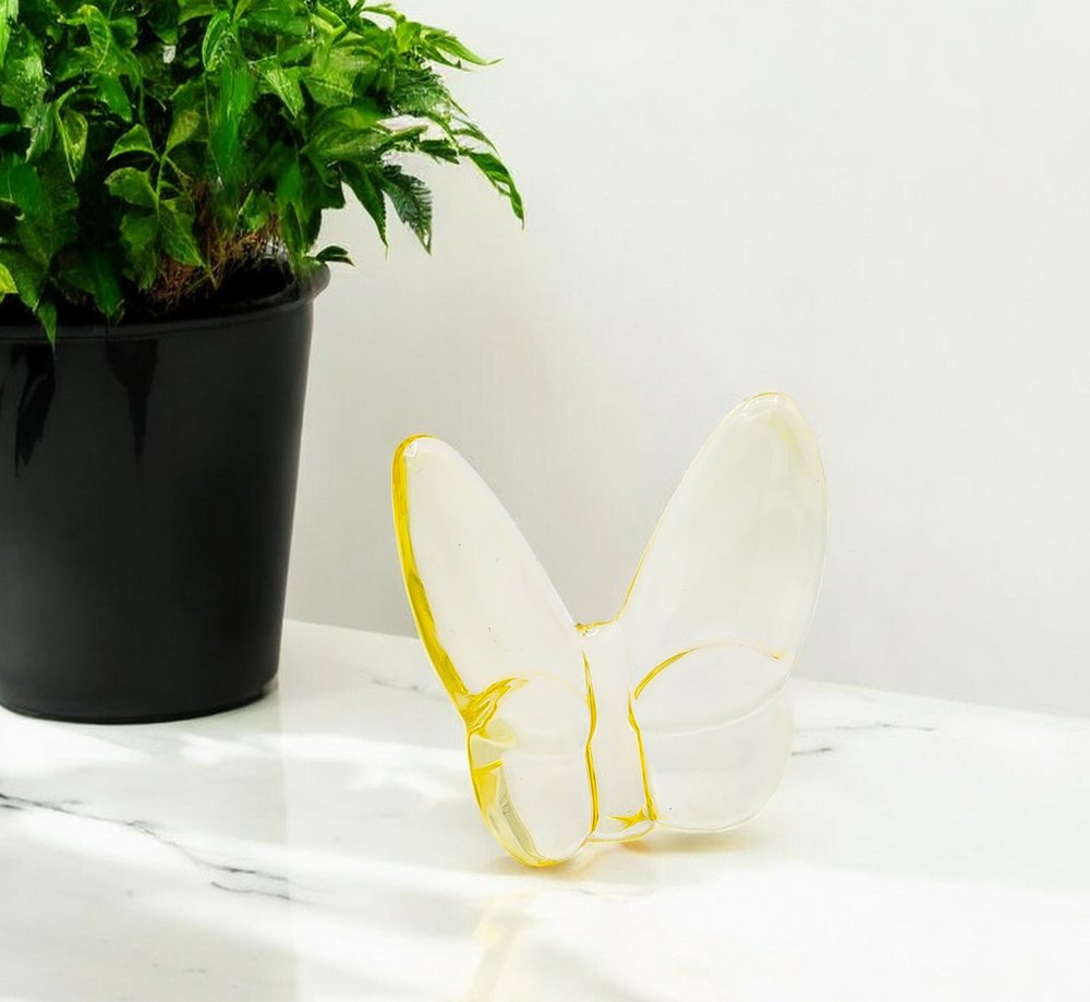 3" Light Yellow Crystal Butterfly Figurine Tabletop Sculpture