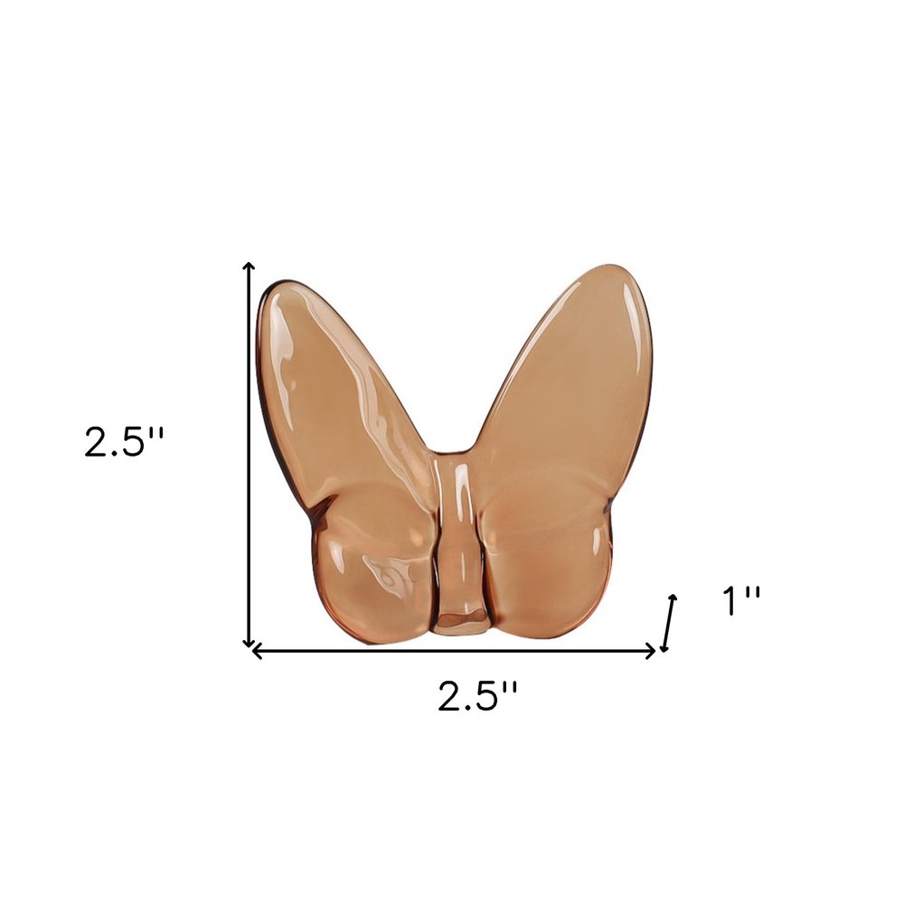 3" Brown Crystal Butterfly Figurine Tabletop Sculpture