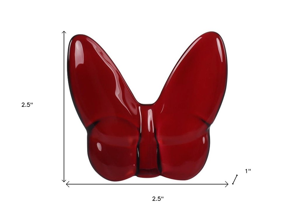 3" Burgundy Crystal Butterfly Figurine Tabletop Sculpture