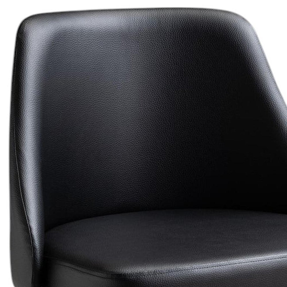 Black and Gold Faux Leather Adjustable Height Swivel Rolling Office Chair