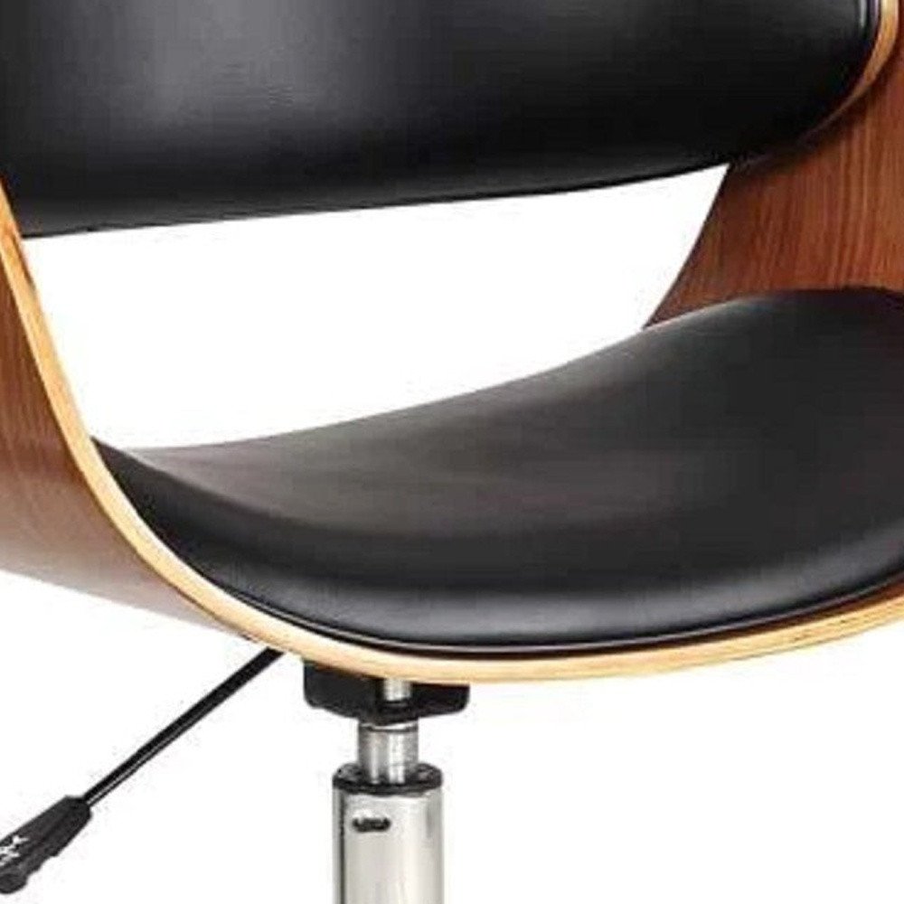 Brown Black and Silver Adjustable Height Swivel Rolling Office Chair