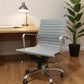 Gray and Silver Faux Leather Adjustable Height Swivel Rolling Office Chair