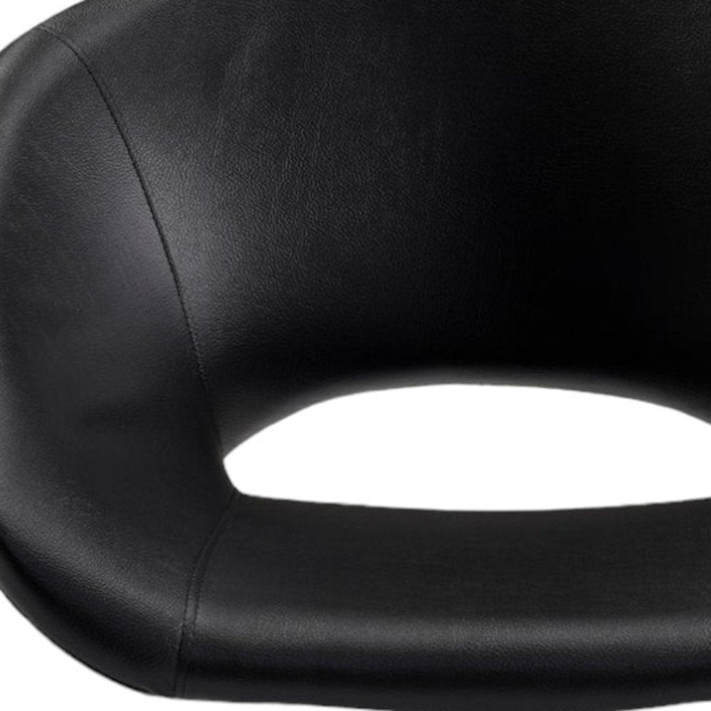 Black and Silver Faux Leather Adjustable Height Swivel Rolling Office Chair