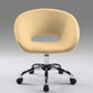 Beige and Silver Faux Leather Adjustable Height Swivel Rolling Office Chair