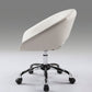 White and Silver Faux Leather Adjustable Height Swivel Rolling Office Chair
