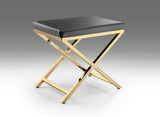 21" Charcoal and Gold Faux Leather Vanity Chair