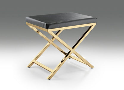 21" Charcoal and Gold Faux Leather Vanity Chair