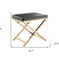 21" Charcoal and Gold Faux Leather Vanity Chair