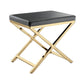 21" Charcoal and Gold Faux Leather Vanity Chair