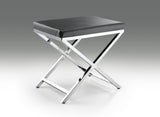 21" Charcoal and Silver Faux Leather Vanity Chair