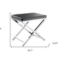 21" Charcoal and Silver Faux Leather Vanity Chair