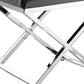 21" Charcoal and Silver Faux Leather Vanity Chair