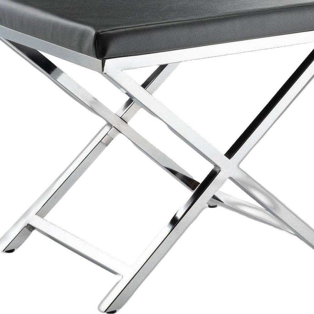 21" Charcoal and Silver Faux Leather Vanity Chair