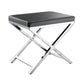 21" Charcoal and Silver Faux Leather Vanity Chair