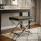 21" Charcoal and Silver Faux Leather Vanity Chair